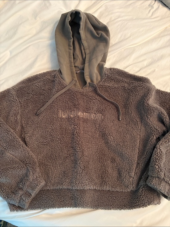 lululemon athletica Tops - Lululemon Cozy Sherpa Hoodie - Taupe/Green